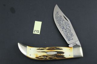 Case Xx 1977 5172 Blue Scroll Stag Bulldog Clasp Vintage Pocket Knife (272