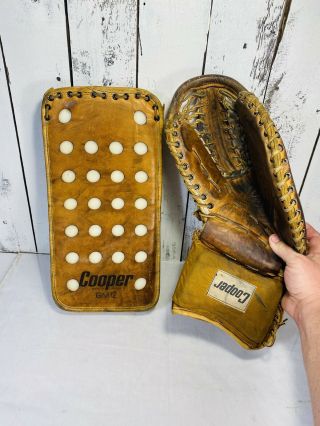 Vintage Cooper Gm12 Hockey Goalie Blocker And Catcher Glove