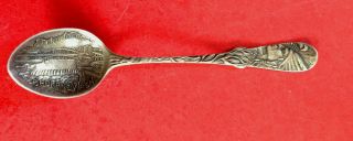 Vintage Souvenir Spoon Spokane Falls/spokane Washington Embossed Sterling Silver