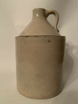 Vintage Stoneware Jug Crock 1 Gallon Salt Glazed Beige 9” High