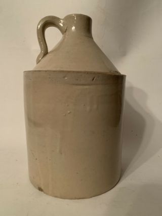 Vintage Stoneware Jug Crock 1 Gallon Salt Glazed Beige 9” High 3