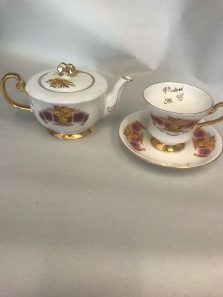 Vtg Windsor Royal Canadian Tartan Bone England Rare Small Teapot Cup & Saucer