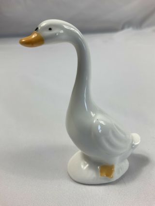 Vintage Bone China Porcelain Miniature White Goose Figurine 3 "