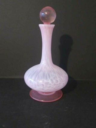 Vintage Hard To Find Hand Blown Pink Glass Ladies Decanter