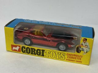 Corgi 300 Corvette Sting Ray Rare Vintage Diecast Metallic Red Over Chrome W Box