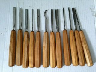 Vintage Wood & Carving Hand Tools Set Of 12 Tools Octagonal Handles