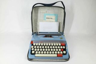 Webster Xl - 800 Vintage Blue Typewriter With Case Red Black Ink Portable
