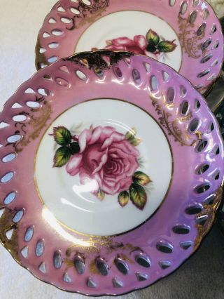 Vintage Royal Halsey L M Saucers Set of 4 Reticulated Porcelain (034) 2
