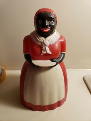 Vintage Red Black Plastic Cookie Jar Aunt 12 " F&f Mold&die 1950 Kitchen
