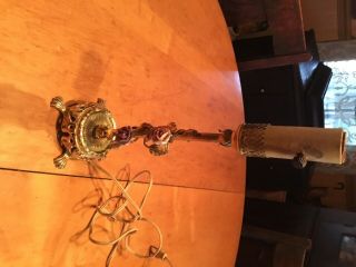 Vintage Italian Tole Lamp With Roses