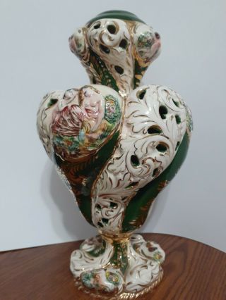 Capodimonte Vintage Lamp Base Porcelain Hand Painted 14 " Tall