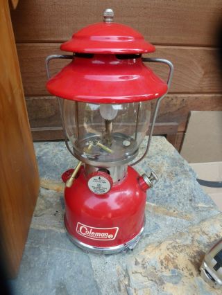 5/ 1970 Red Coleman 200a Lantern Globe W/ Homemade Storage Box