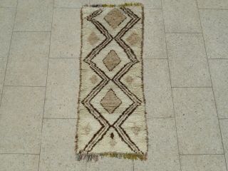 Vintage Moroccan Azilal Rug Handmade Wool Beni Ourain Carpet Berber 6 