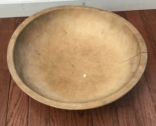 Vintage Munising Wooden Maple Primitive Dough Bowl Patina Semi Oval 14”x 13”