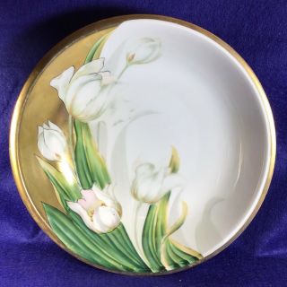 Reinhold Schlegelmilch Hand Painted Porcelain Bowl With Stunning Tulips
