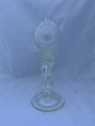 Antique Or Vintage Lace Makers Lamp Hand Blown Glass Clear Whale Oil Lighting