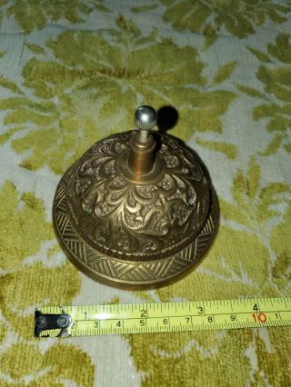 Antique Vintage Ornate Brass Hotel Counter Top Desk Call Bell.