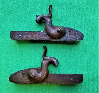 Matching Antique Black Powder Percussion Side Plate Locks With Triggers