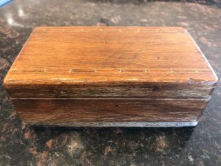 Vintage Wooden Inlaid Box With 4 Hand Carved Spoons.  6 3/4” Long X 3 3/4” Wide