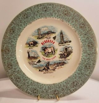 Vintage Nebraska State Souvenir Decorative Plate Homer Laughlin 10 "