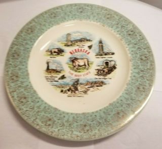 Vintage NEBRASKA State Souvenir Decorative Plate Homer Laughlin 10 