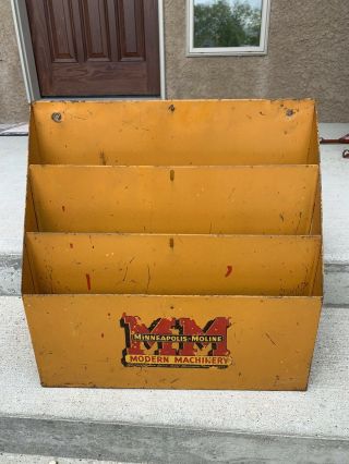 Vintage Minneapolis Moline Advertising Sign Brochure Display Rack