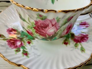 Hammersley Teacup And Saucer Grandmother’s Rose Pattern England Pink & White 2