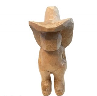 Hand Carved Wood Cowboy Man In Cowboy Hat And Boots Texas Unpainted Western