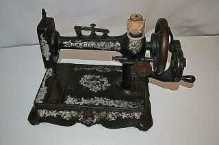 Rare Antique Vintage National Cast Iron Hand Crank Sewing Machine