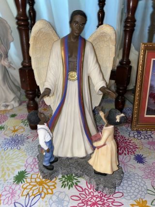 Homco Black African American Angel/kids Figurine Protecting The Innocent 11772