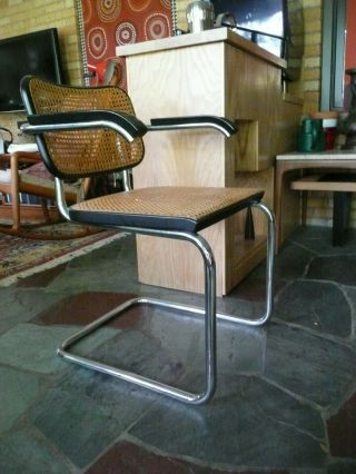 Vintage Mid Century Modern Marcel Breuer Chrome Cesca Arm Chair 1970s Knoll