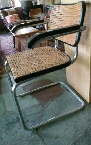 Vintage Mid Century Modern Marcel Breuer Chrome Cesca Arm Chair 1970s KNOLL 3