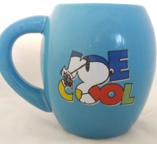 Peanuts Snoopy Joe Cool Blue Oval Ceramic Coffee Mug Cup Large 18 Ounces Euc