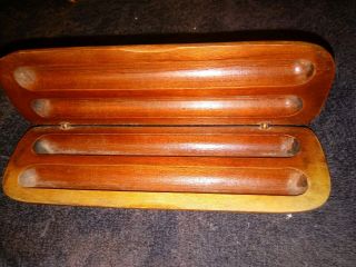 Vintage Wooden Pencil Box With Copper Hinges
