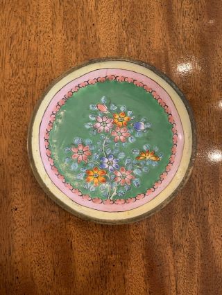 Antique Chinese Cloisonne / Enamel Floral Design Trinket Dish Or Pin Tray