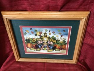 Home & Garden Party Framed Picture Fall Scene 12 X10” Green Matting
