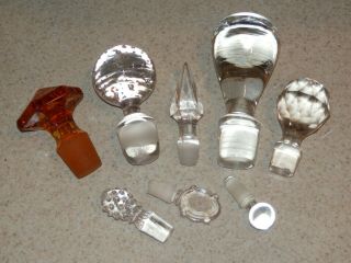 Batch 8 Miscellaneous Glass Stoppers For Decanters,  Bottles Batch A