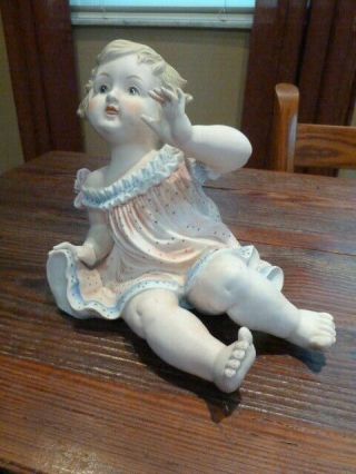 Vintage Andrea Bisque Porcelain Piano Baby Girl Figurine 6 3/4 ” 23/107