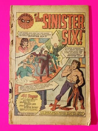 Spider - Man Annual 1 (1964) 1st Sinister Six No Cover.  5 Lee/ Ditko