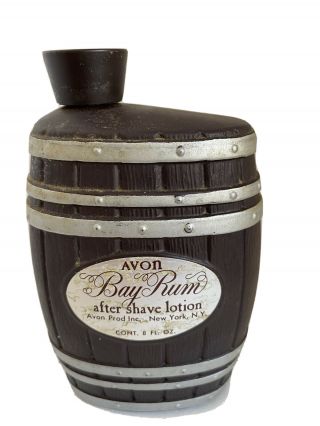 Vintage Avon Bay Rum After Shave Lotion 8 Oz.  Barrel Bottle Empty 1965 - 67