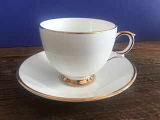 Crown Staffordshire Bone China Cup And Saucer Set Ivory Gold Trim White England