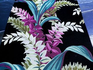 Hawaiian Orchids Barkcloth Vintage Fabric Drape Curtain 40 