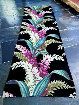 Hawaiian Orchids Barkcloth Vintage Fabric Drape Curtain 40 ' s Island Life 2