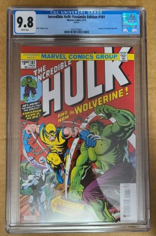 Incredible Hulk: Facsimile Edition 181 Cgc 9.  8