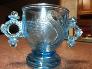 Vintage Blue Atterbury 1880 Swan Sugar Bowl With Ring Handles