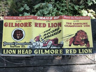 Vintage 1930s Gilmore Oil Company Road Map Of California Gas Oil Soda Red Lion
