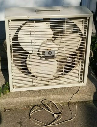 Vintage Ge General Electric Box Fan 3 Speed 20” Electrically Reversible