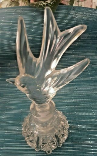 Vintage Crystal Cut Glass Perfume Bottle A Bird With Stopper