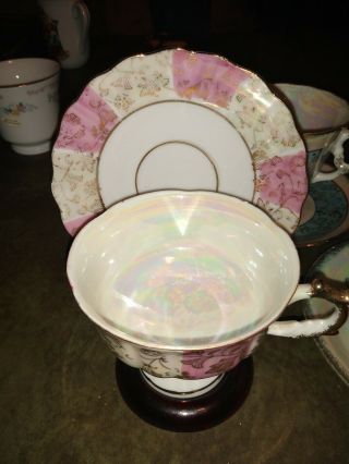 Vintage Luster Ware Footed Teacup & Saucer C - 7215 C - 6912 And 2 Other Unlabeled