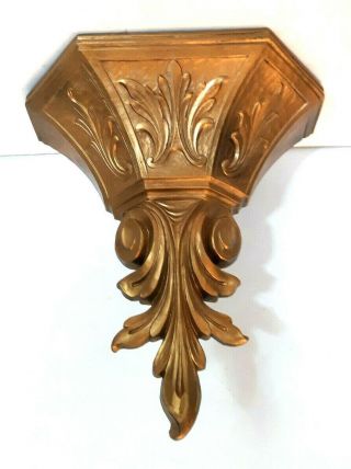 Vtg Wall Pocket Planter Vase Sconce Large 14 " Gold Gilded Baroque Victorian Dart
